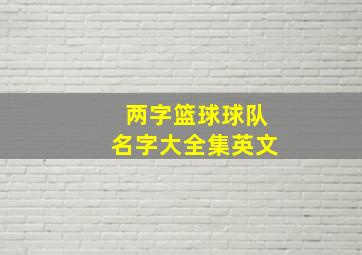 两字篮球球队名字大全集英文