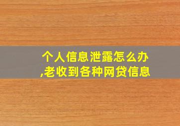 个人信息泄露怎么办,老收到各种网贷信息