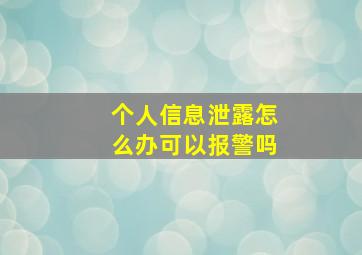 个人信息泄露怎么办可以报警吗