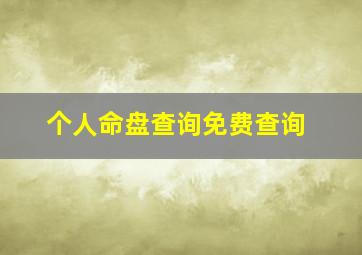 个人命盘查询免费查询