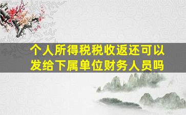 个人所得税税收返还可以发给下属单位财务人员吗