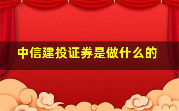 中信建投证券是做什么的