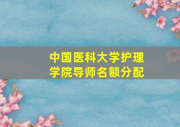 中国医科大学护理学院导师名额分配