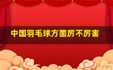 中国羽毛球方面厉不厉害