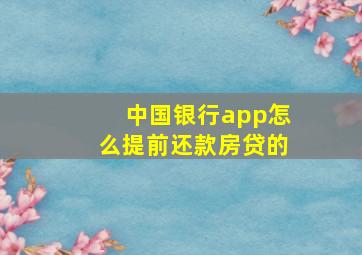 中国银行app怎么提前还款房贷的