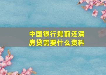 中国银行提前还清房贷需要什么资料