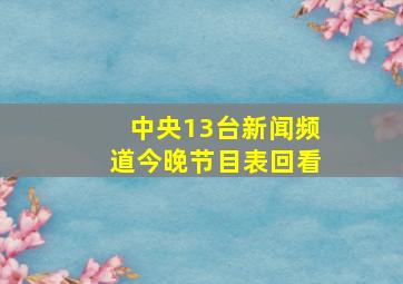 中央13台新闻频道今晚节目表回看