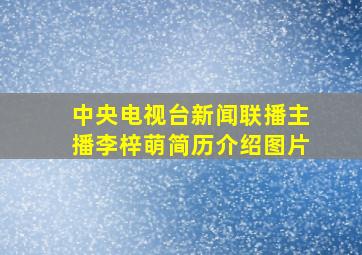 中央电视台新闻联播主播李梓萌简历介绍图片