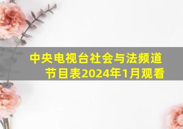 中央电视台社会与法频道节目表2024年1月观看