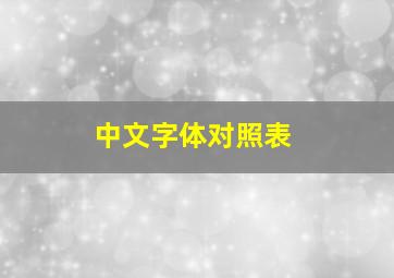 中文字体对照表