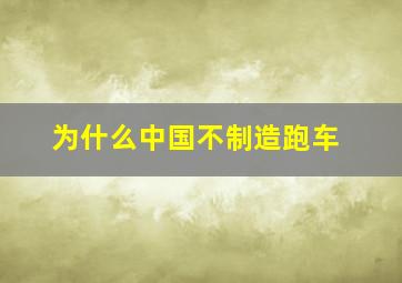 为什么中国不制造跑车