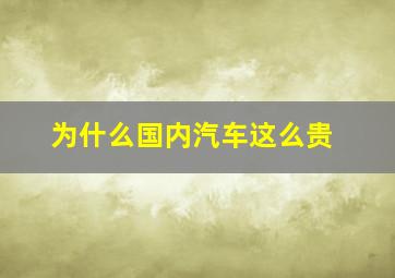 为什么国内汽车这么贵