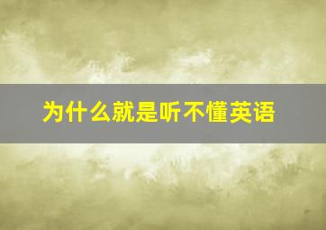 为什么就是听不懂英语