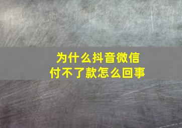 为什么抖音微信付不了款怎么回事