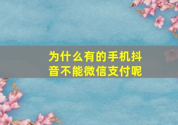 为什么有的手机抖音不能微信支付呢