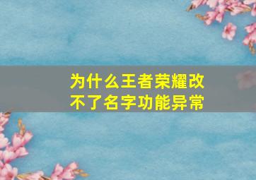 为什么王者荣耀改不了名字功能异常