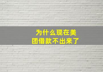 为什么现在美团借款不出来了