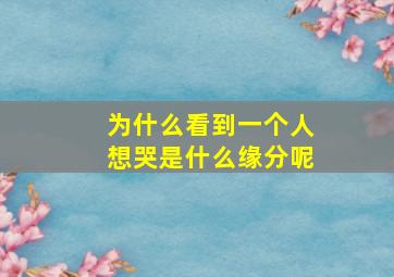 为什么看到一个人想哭是什么缘分呢