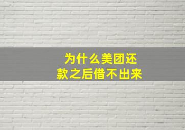 为什么美团还款之后借不出来