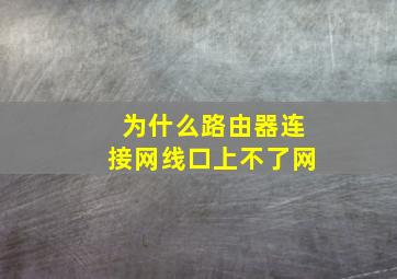 为什么路由器连接网线口上不了网