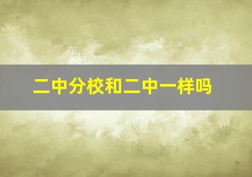 二中分校和二中一样吗