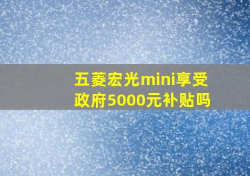 五菱宏光mini享受政府5000元补贴吗