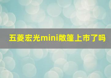 五菱宏光mini敞篷上市了吗