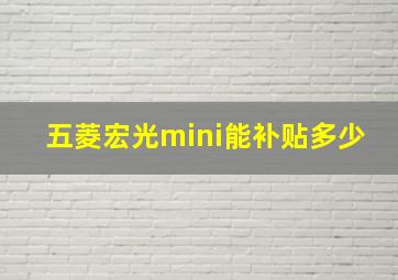 五菱宏光mini能补贴多少