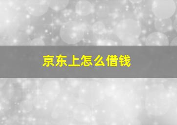 京东上怎么借钱