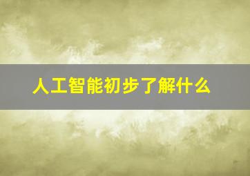 人工智能初步了解什么