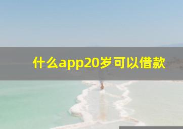 什么app20岁可以借款