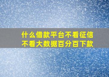 什么借款平台不看征信不看大数据百分百下款