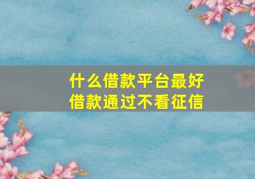 什么借款平台最好借款通过不看征信