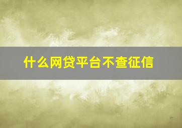 什么网贷平台不查征信