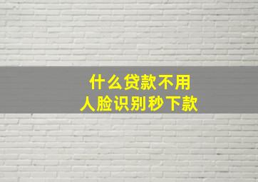 什么贷款不用人脸识别秒下款