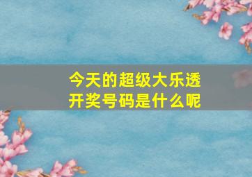 今天的超级大乐透开奖号码是什么呢