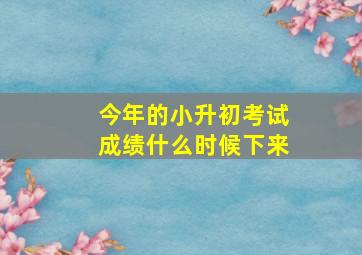 今年的小升初考试成绩什么时候下来