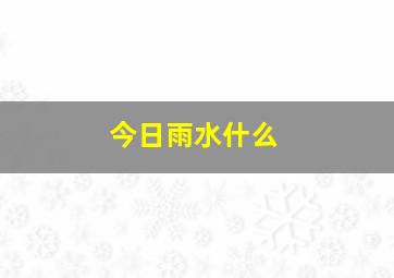 今日雨水什么