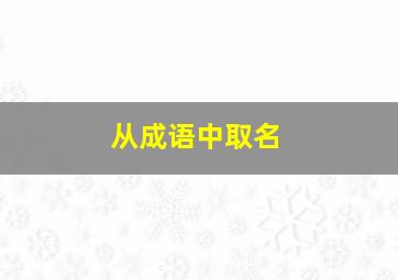 从成语中取名