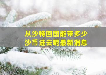 从沙特回国能带多少沙币进去呢最新消息