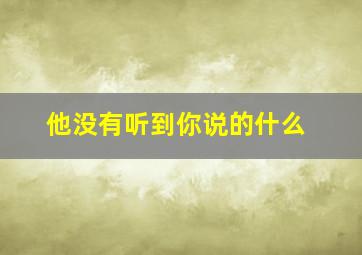 他没有听到你说的什么