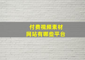 付费视频素材网站有哪些平台