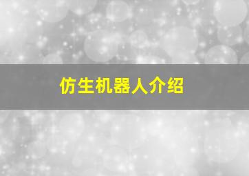 仿生机器人介绍