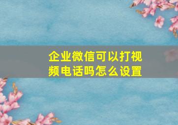 企业微信可以打视频电话吗怎么设置