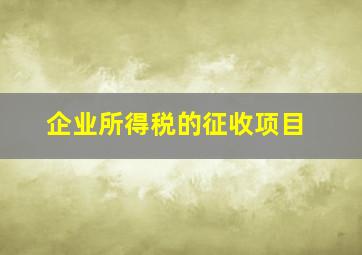 企业所得税的征收项目