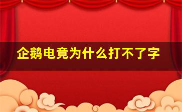 企鹅电竞为什么打不了字