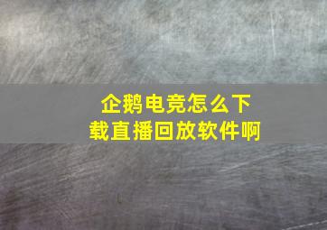 企鹅电竞怎么下载直播回放软件啊