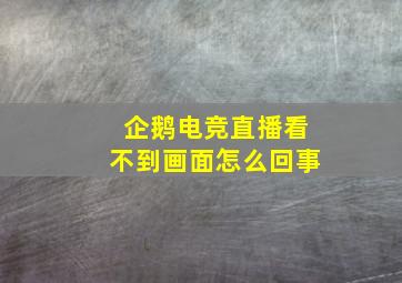 企鹅电竞直播看不到画面怎么回事