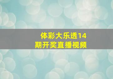 体彩大乐透14期开奖直播视频