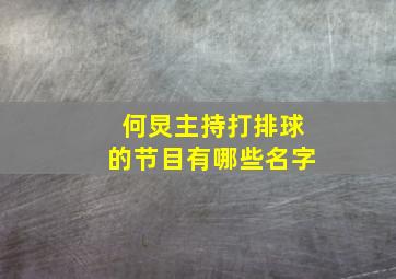 何炅主持打排球的节目有哪些名字